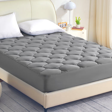 Quilted Fitted Mattress Pad-Grey