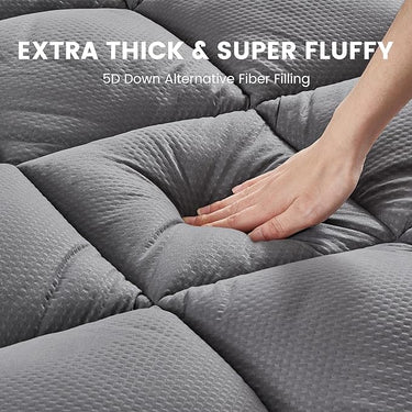 Extra Thick Mattress Pad for Back Pain Grey