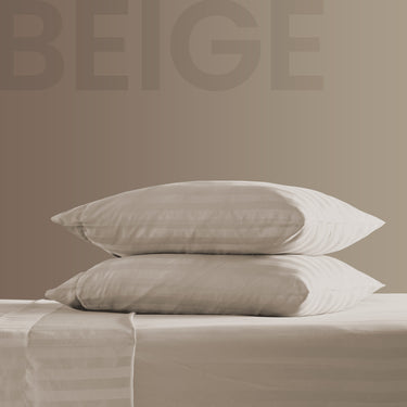 Cooling Satin Striped Sheets Set for Hot Sleepers-Beige