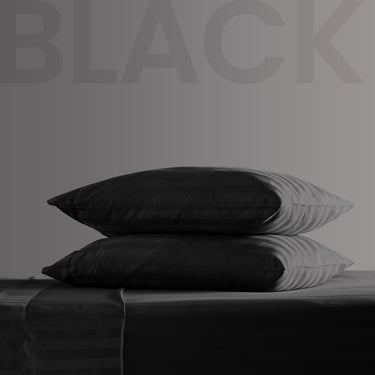 Cooling Satin Striped Sheets Set for Hot Sleepers-Black