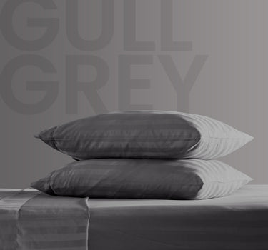 Cooling Satin Striped Sheets Set-Gull Grey