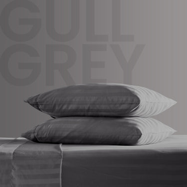 Cooling Satin Striped Sheets Set-Gull Grey