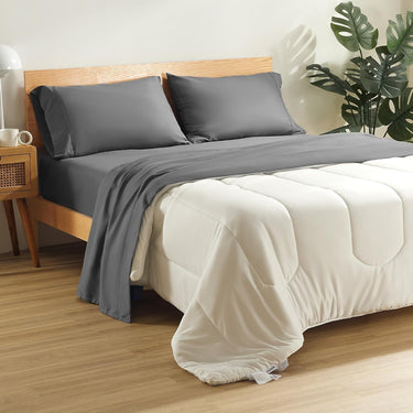 Lightweight Microfiber Sheets Set Grey with Pillowcases