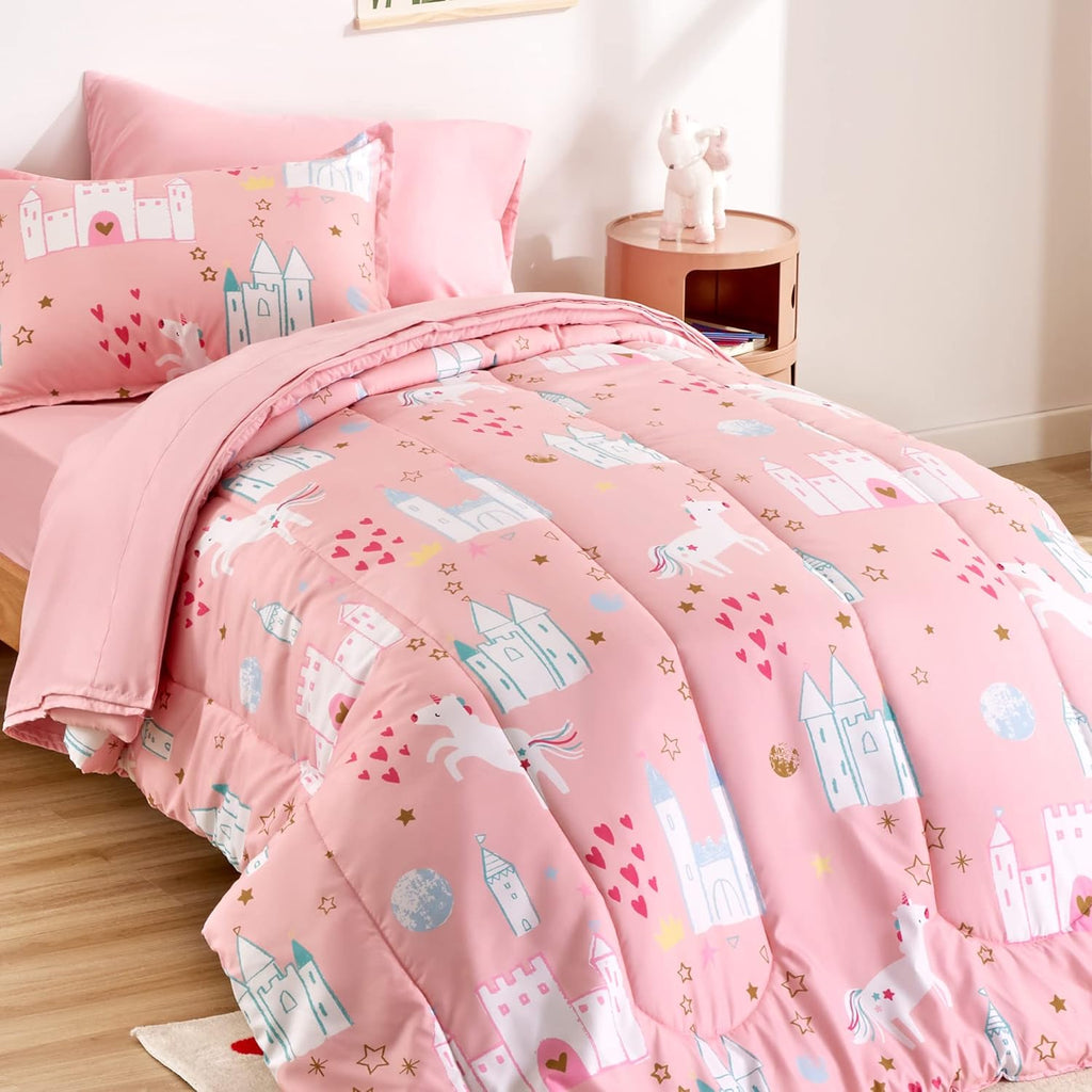 Unicorn Castle Kids Bedding Comforter Set