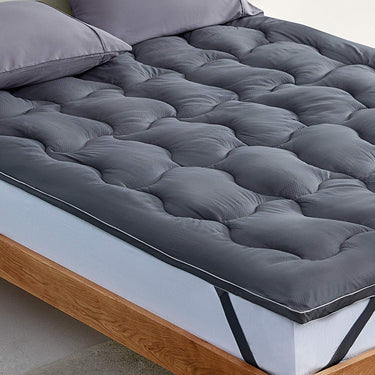 Fluffy Quilted Mattress Topper Grey