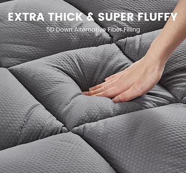 Extra Thick Mattress Pad for Back Pain-Grey