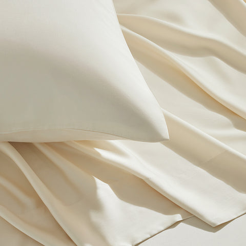 Close-up of beige fabric with soft folds