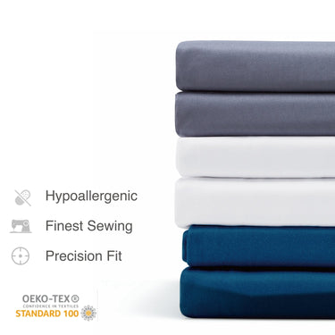 sleep zone bedding classic nanotex cooling sheet set hypoallergenic finest sewing fit grey gray blue white full queen king