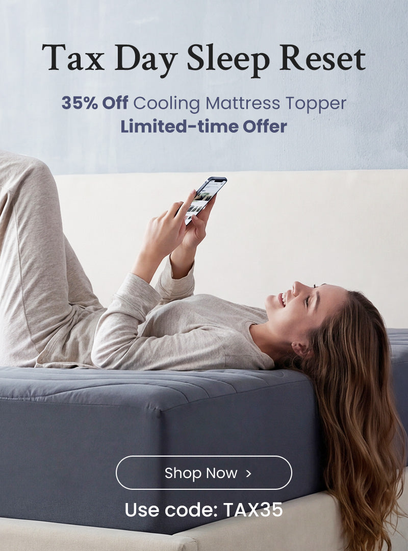 Woman relaxing on bed with smartphone, TEXT over head says 