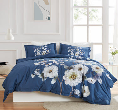 sleep zone cottonnest bedding digital printed classic peony flower duvet cover sets  navy blue bedroom sunshine
