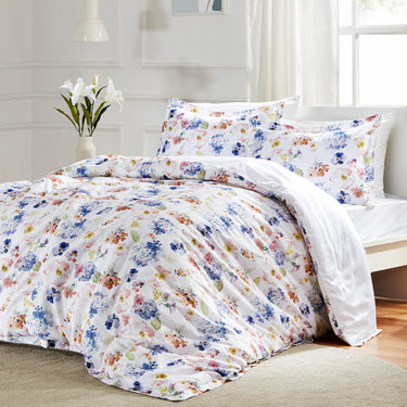 sleep zone cottonnest bedding digital printed classic floral blossoms colorful flower duvet cover sets white bedroom sunshine side view