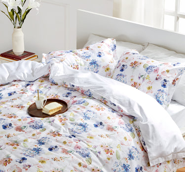 sleep zone cottonnest bedding digital printed classic floral blossoms colorful flower duvet cover sets white bedroom read and coffee on bed