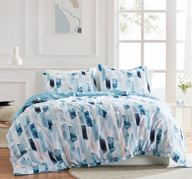 sleep zone cottonnest bedding digital printed geometry ink blue  duvet cover sets bedroom sunshine
