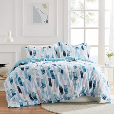 sleep zone cottonnest bedding digital printed geometry ink blue  duvet cover sets bedroom sunshine