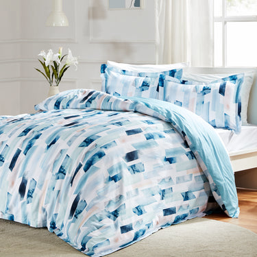 sleep zone cottonnest bedding digital printed geometry ink blue duvet cover sets bedroom sunshine side view