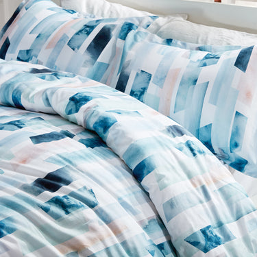 sleep zone cottonnest bedding digital printed geometry ink blue duvet cover sets bedroom sunshine front view