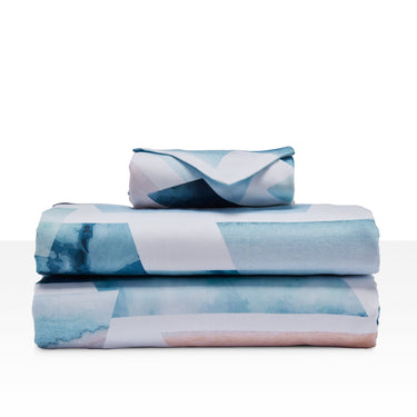 sleep zone cottonnest bedding digital printed geometry ink blue duvet cover sets soft comfortable folded roll