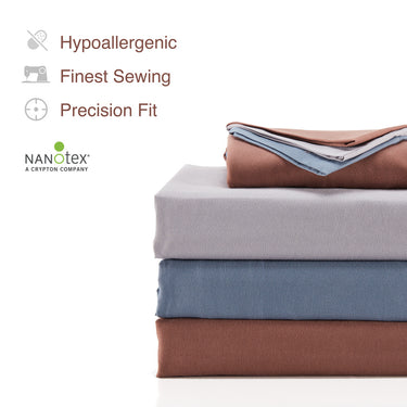 sleep zone bedding classic nanotex cooling sheet set hypoallergenic finest sewing fit blue grey gray red full queen king