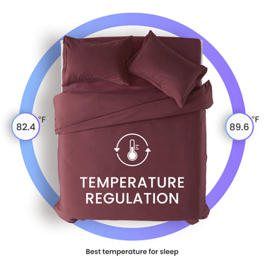 sleep zone bedding duvet cover cooling 120gsm soft zipper closure corner ties 3pc set burgundy wine red queen king temperature regulation