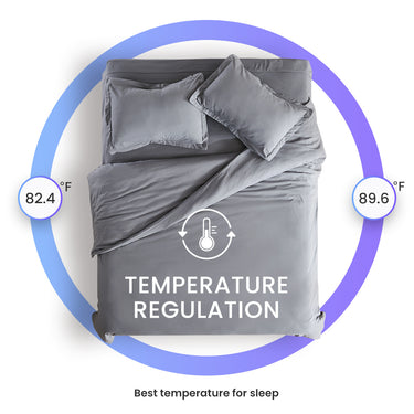 sleep zone bedding duvet cover cooling 120gsm soft zipper closure corner ties 3pc set grey gray queen king temperature regulation