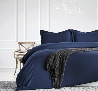 sleep zone bedding duvet cover cooling 120gsm soft zipper closure corner ties 3pc set navy blue  queen king 