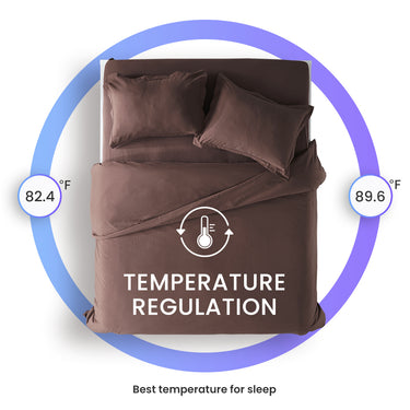 sleep zone bedding duvet cover cooling 120gsm soft zipper closure corner ties 3pc set nutmeg brown queen king temperature regulation