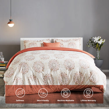 sleep zone bedding tropical taste printed duvet cover set white orange queen king bedroom side view