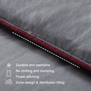 sleep zone bedding all season u shape reversible comforter burgundy grey red queen king durable washable no shifting clumping finest stiching