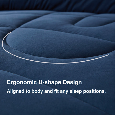 Sleep Zone® All Season U-Shape Reversible Comforter Navy Blue and Grey