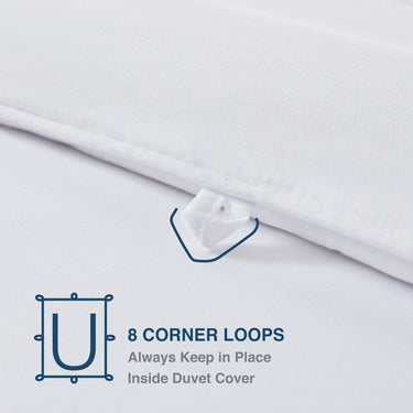 sleep zone bedding all season u shape reversible comforter classic white queen king eight corner loops