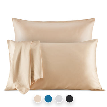 sleep zone bedding luxe norishing skin friendly satin pillowcases  gold almond buff queen king