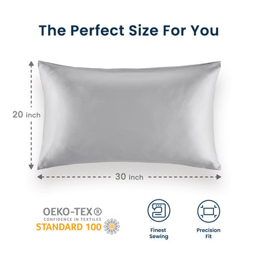 sleep zone bedding luxe norishing skin friendly satin pillowcases light gray silver  perfect size
