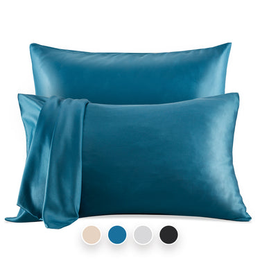 sleep zone bedding luxe norishing skin friendly satin pillowcases teal green blue queen king